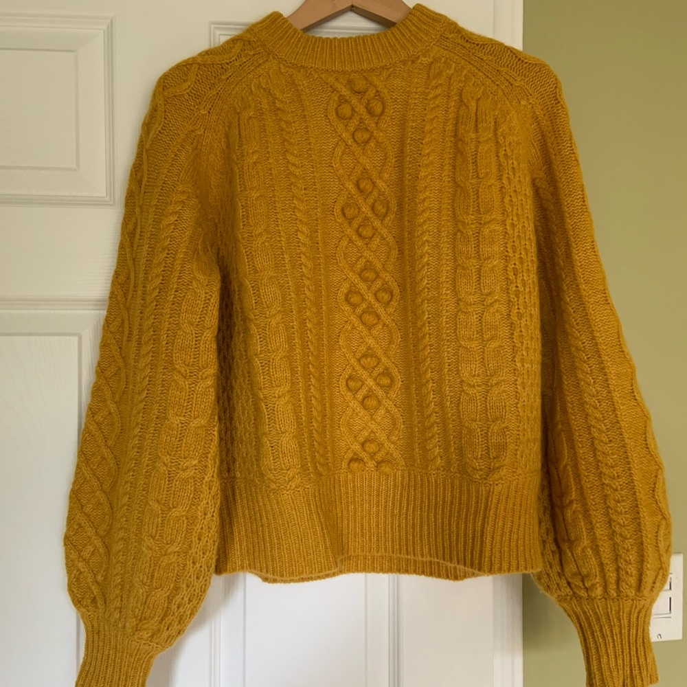 Fun, mustard wool/mohair sweater from J.Crew’s collab with Demylee. Size M.